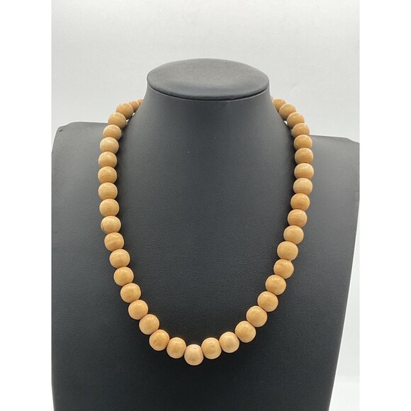 Wooden Bead Necklace With Spring Ring Clasp - Picture 1 of 4